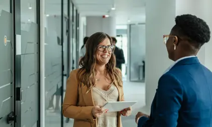 two people talking