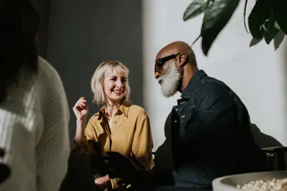 two people talking