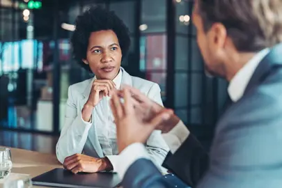 two people talking