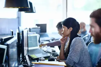 team working on computers