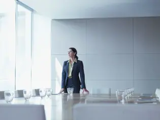someone standing in a meeting room