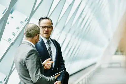 two people talking