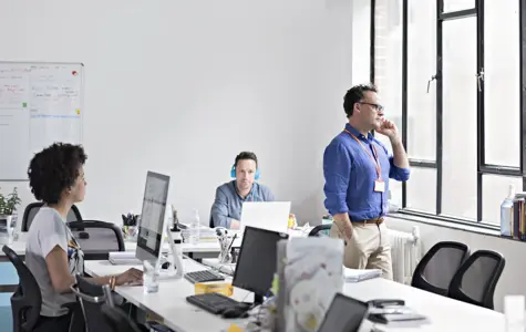 a group in the office working
