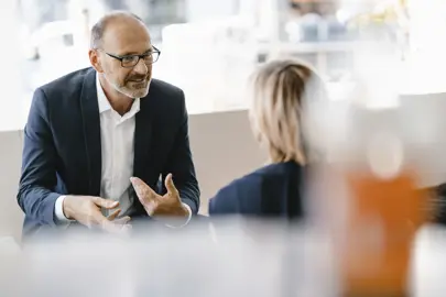 two people talking