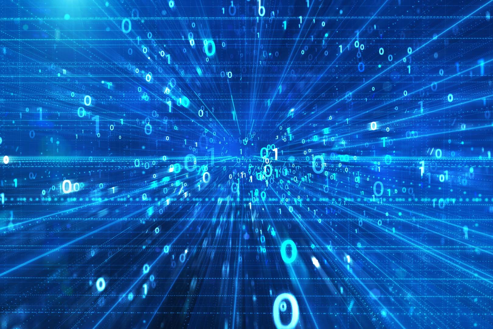 Imagery of binary data going through a tunnel